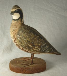 Great Carved and Painted Bob White Quail Signed Peter Peltz
