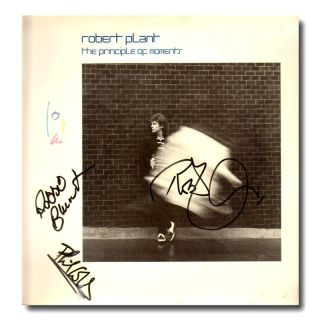 Robert Plant Phil Collins Principle of Moments Autographed LP LED 