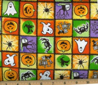 HALLOWEEN Fabric Colorful Halloween Check per yard SALE $3.99 yard