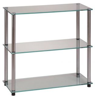 accsense modern glass 3 shelf bookcase rack stand new great 