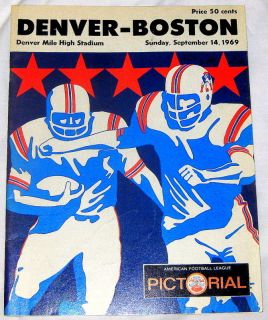 1969 Denver Broncos vs Boston Patriots AFL Game Program Bears Stadium 