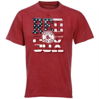 boston red sox faded red spangled patriotic tee