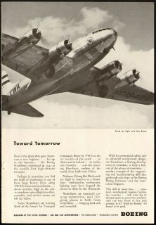 1944 print ad boeing toward tomorrow flown by twa vintage advertising 