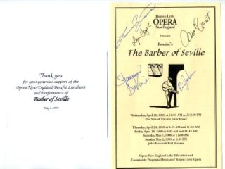 Barber of Seville Signed Program Boston Lyric Opera