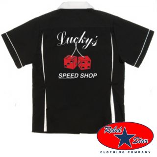 Luckys Speed Shop Bowling Shirt Rockabilly Retro 50s 60s Cool Tattoo 