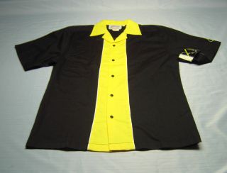 Black w Yellow Front Trim Bowling Shirt 4 0 Bowl A Rama