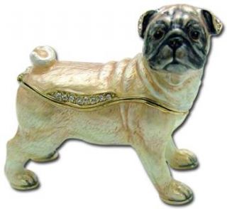 pug dog jeweled trinket box phb porcelain hinged box exquisite 