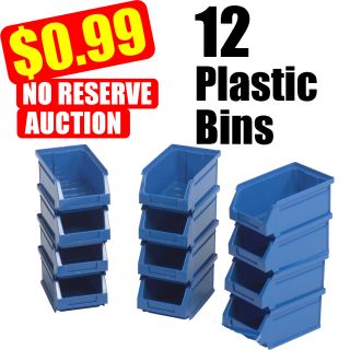   Quantum QUS221 Blue Plastic Storage Pick Bins Boxes, 5Hx 6Wx 9 1/4D