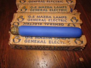  8 Blue Coated G E Mazda Lamps Bulbs FG643
