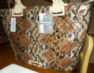 London Fog Snake Lily Tote w Wallet Sleeper RP$135 NWT