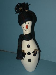 Bowling Pin Snowman Collectable 14 15in Tall