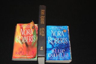 Nora Roberts Three Books Red Lilly Blue Dahlia and Black Rose