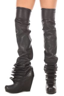 Rick Owens New Woman Long Brancusi Wedge Boots Black RO2818 LGN Sz 