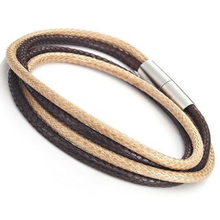 New Trendy Mens Magnet Leather Bracelet Cuff Brown Jewelry