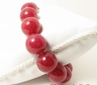 Elegant 12mm Natural Red Jade Beads Hand Knit Bracelet