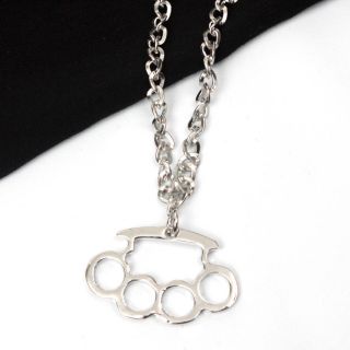 Silver Brass Knuckles Chain Designer Fashion Necklace