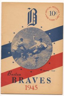 1945 Boston Braves Cardinals Program Braves Sweep Two