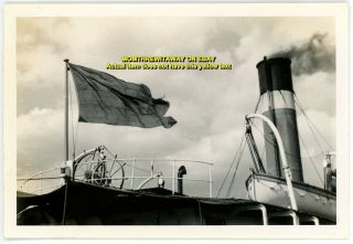 1938 Photo Detroit River Canadian SHIP Steamer Flag Lifeboat 