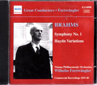 Brahms Symphony No 1 Haydn Variations CD Furtwangler 1947 49 Naxos 
