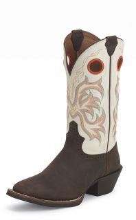 Justin Mens Mocha Cowhide Style 2526 Western Boots Any Sz Med and Wide 
