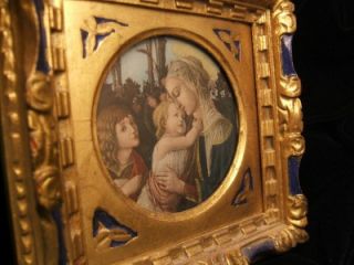 Antique Miniature Botticelli Madonna Portrait Ornate Gilt Florentine 