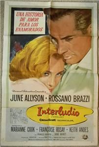 Rossano Brazzi, June Allyson INTERLUDE 1957 Org Movie Poster