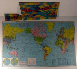 Pressman Up to The Minute Map of The World Jig Saw Puzzle 1943 World 