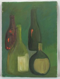   Impressionism Still Life of Wine Bottles Oil on Canvas Painting