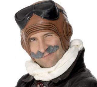 Mens Latex Vintage Fighter Pilot Halloween Costume Hat