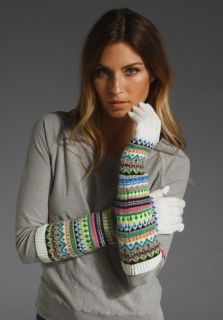 Juicy Couture Gloves Text Bowdoin Fair Isle Long Wool Angel Multi New 