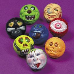 12 Monster Head Bouncing Balls Halloween Party