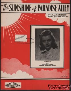 1940 Dale Evans Sheet Music (The Sunshine of Paradise Alley)
