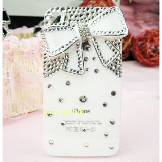 Bow Bling 3D Crystal Pearls Case Cover Skin for iPhone 4 4G 4S Gift 