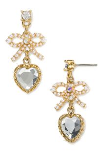 Betsey Johnson Inlaid Rhinestone Crystal Bow Earrings E085