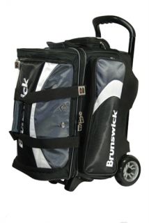 Brunswick Pro Glide Charcoal Black 2 Ball Roller Bowling Bag