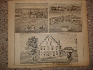 1875 Cadiz Bowerston New Rumley Ohio Antique Print