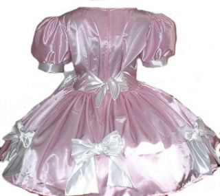   Crossdresser Swiss Maid Dress Pink Satin and Bows Custom Size