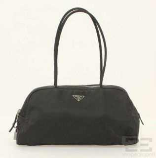 prada black nylon small bowler bag