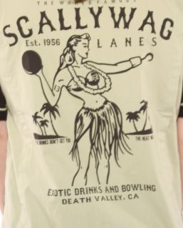 lucky 13 scallywag hula girl bowling shirt retro mens shirt