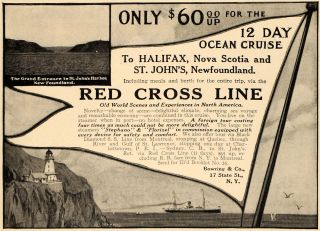 1911 Ad Bowring Red Cross Line Cruise Watercraft SHIP Original 