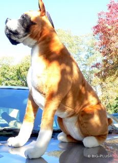 Realistic 28 Stuffed Boxer Lifesize Big Plush Dog New