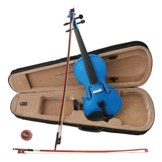New Crescent 4 4 Blue Acoustic Violin Case Rosin 2 Bows
