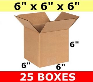 25 6x6x6 Cardboard Shipping Boxes Corrugated Cartons