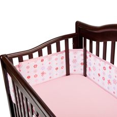 New Breathable Baby Breathable Mesh Crib Liner Light Pink Floral Pink 