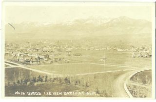 Montana Bozeman Birdseye View C 1915 RP Postcard