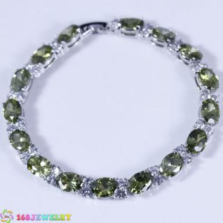 Huge Green Peridot Silver 168JEWELRY Bracelet B534