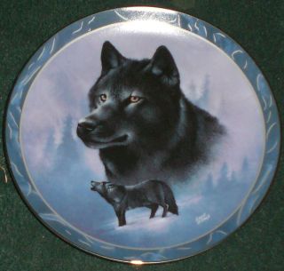 Bradford Exchange Black Knight The Spirit Of The Wilderness Wolf Plate 