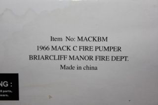   Motor Museum 1966 Mack C Fire Pumper Truck Briarcliff Manor New in Box