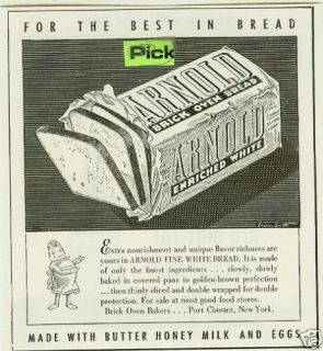 Arnold Brick Oven Bread Port Chester NY 1946 Advert