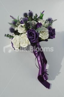 Scottish purple & ivory wedding bouquet.Vibrant wedding flowers.
